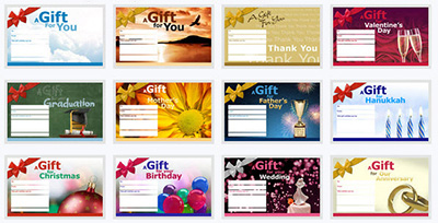 Select a design for your online Gift Certificate Order